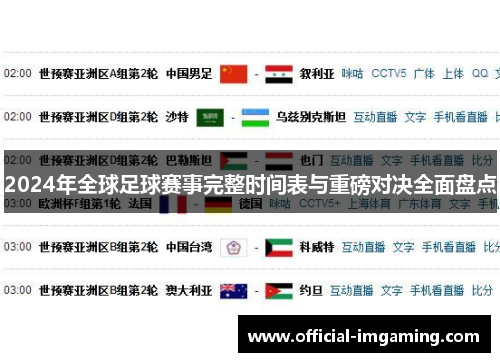 2024年全球足球赛事完整时间表与重磅对决全面盘点